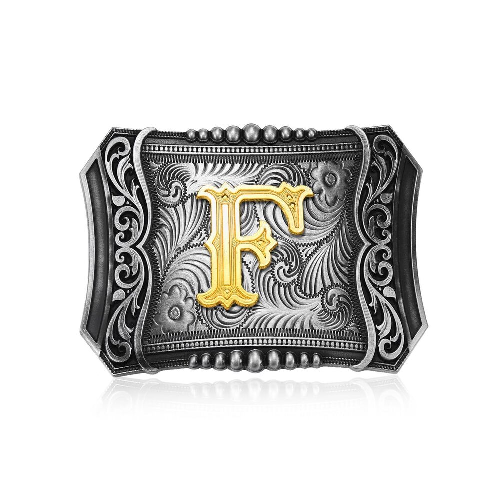 1131 Western Initial Letter ABC to XYZ Belt Buckle, Antique Golden Capital